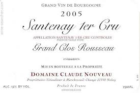 Santenay 1er Cru Grand Clos Rousseau 2023 Dom. Claude Nouveau